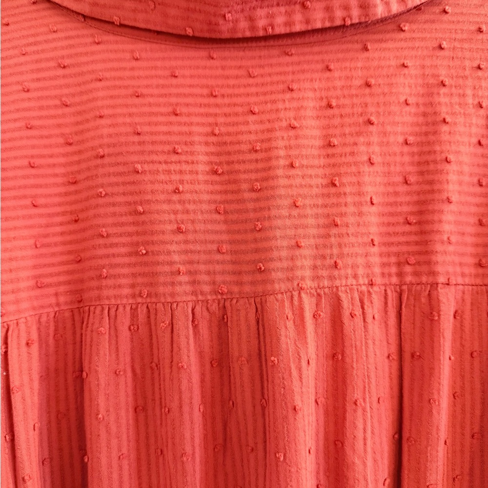 Textured Rust Button Front Belted Shirt Dress Size 1X - Picture 9 of 12